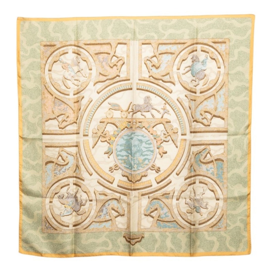 Hermes Carre 90 PEINTRE DU CHEVAL (The Painter Who Paints Horses) Scarf/Muffler, Multicolor Silk, (1 of 8)