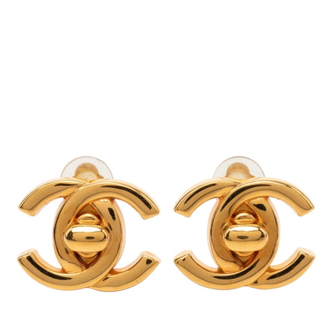 Chanel Coco Mark Turnlock Vintage Earrings 97P Gold Plated GP Women's CHANEL: --- Catalog ---Category: SizeStone Size (HxW): 17.40mm x 22.00mm / 0.69'' x 0.87''Category: DesignColor: GoldGender: WomenSeason: VintageCategory: GeneralBrand: Chanel--- Item List ---Section: Conditi