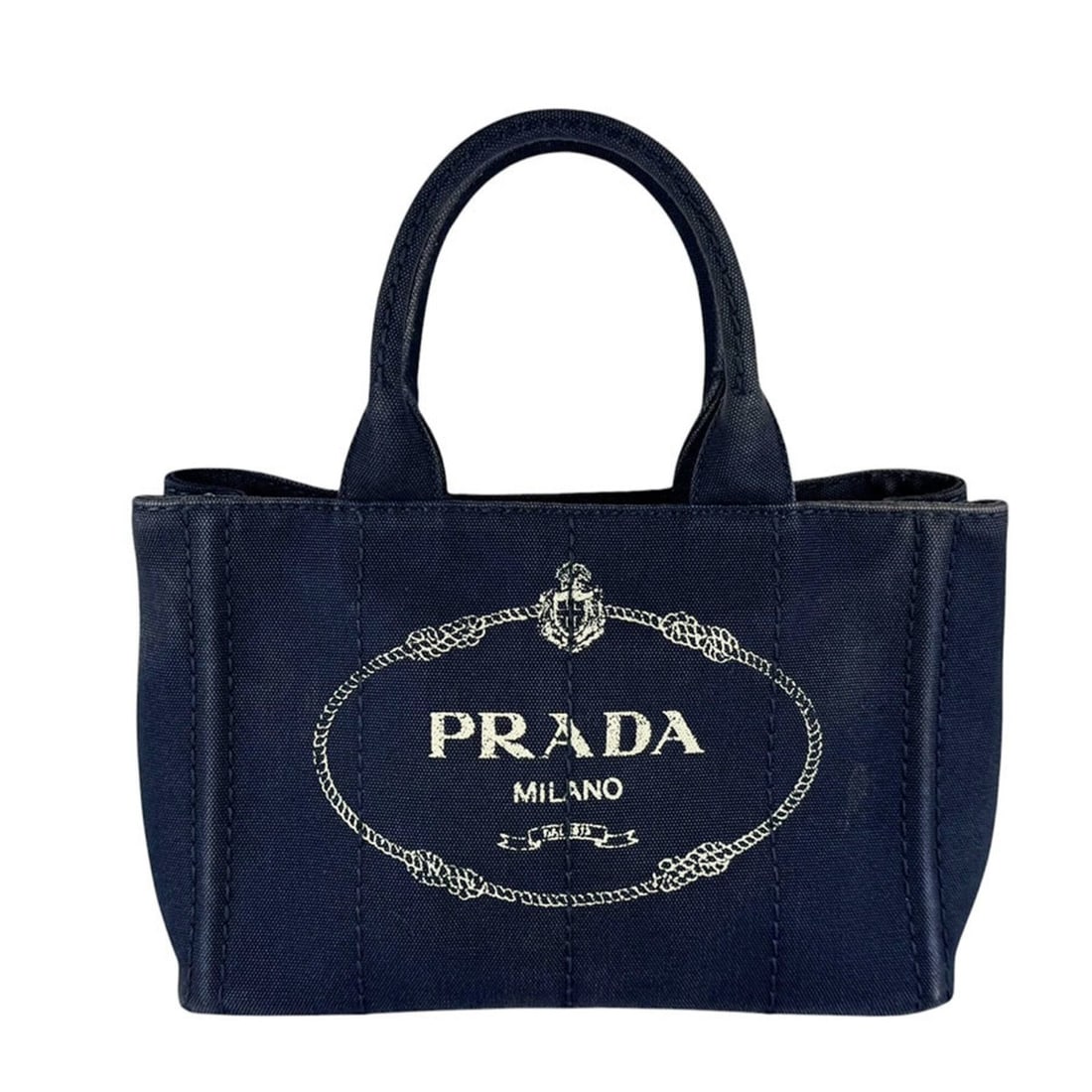 Prada PRADA handbag shoulder bag Canapa canvas navy women's z10387: --- Catalog ---Category: SizeSize (HxWxD): 19cm x 31cm x 15cm / 7.48'' x 12.2'' x 5.9''Category: DesignType: Handbag, Shoulder bagColor: NavyGender: WomenMaterial: Canvas Category: GeneralBrand: Prada