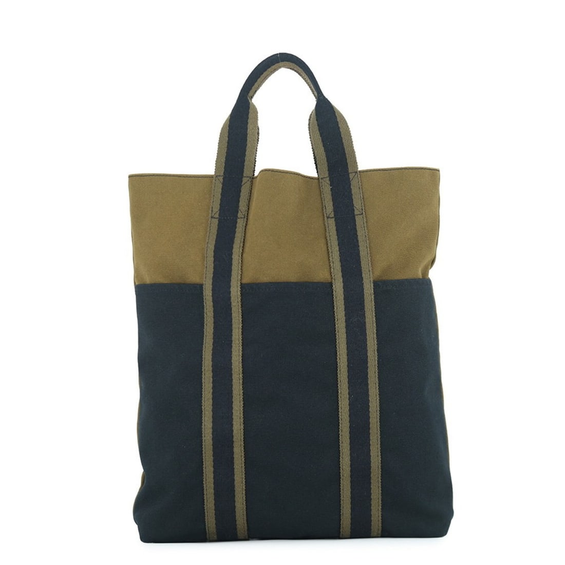 Hermes Fourre-Tout Cabas Tote Bag, Green and Black Canvas, HERMES, Handbag, Hermes, HERMES: --- Catalog ---Category: SizeSize (HxWxD): 36cm x 30cm x 7.5cm / 14.17'' x 11.81'' x 2.95''Category: DesignType: Handbag, Tote bagColor: Black, GreenGender: Women,MenMaterial: Canvas Category: