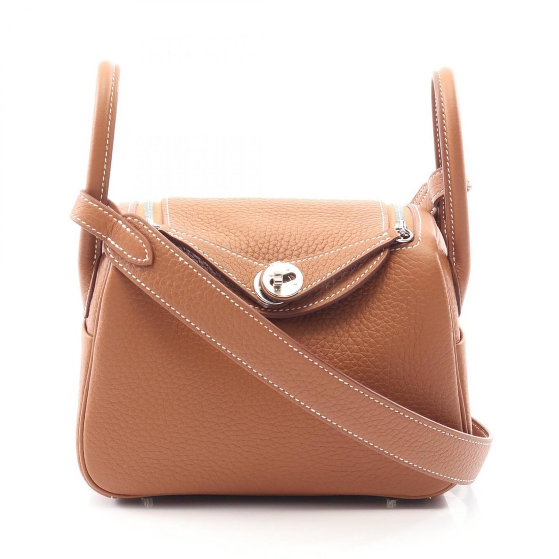 Hermes Lindy Mini Gold Shoulder Bag/Handbag, Leather (Taurillon Clemence), Women's, Brown Tones: --- Catalog ---Category: SizeSize (HxWxD): 13cm x 17.5cm x 9cm / 5.11'' x 6.88'' x 3.54''Category: DesignType: Handbag, Shoulder bagColor: BrownGender: WomenMaterial: Taurillon clemence leather