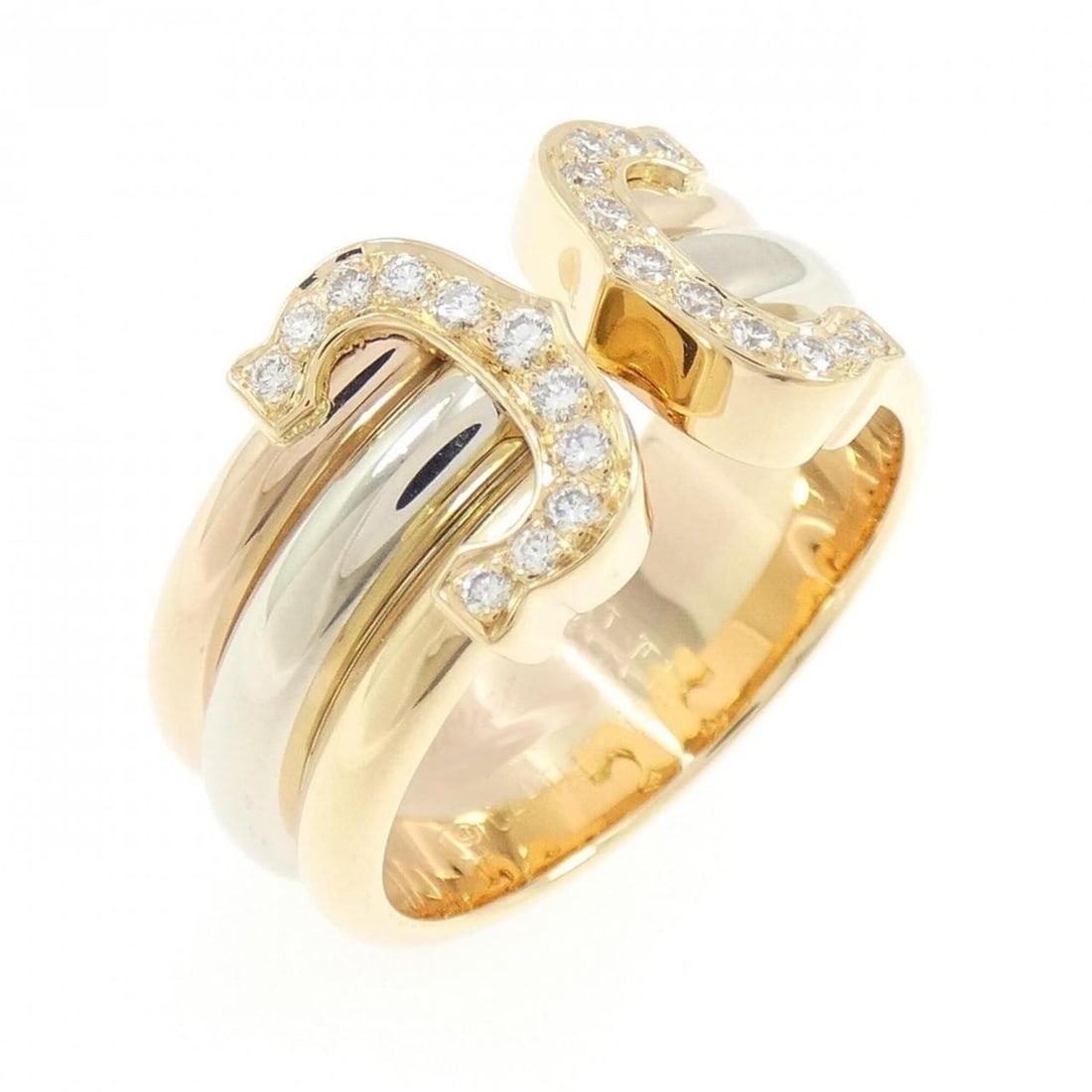 Cartier 2C Large Ring: --- Catalog ---Category: SizeJP Size: 14US Size: 7Category: DesignType: Band ringColor: Pink gold, White gold, Yellow goldGender: WomenMaterial: Pink gold (18K), White gold (18K), Yellow gold