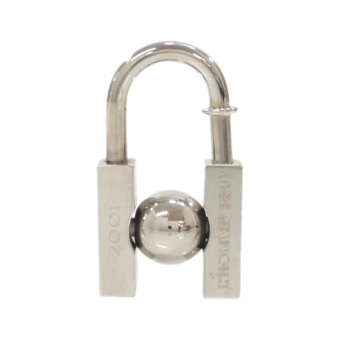 Hermes TERRE padlock keychain: --- Catalog ---Category: DesignType: KeyringColor: SilverGender: WomenCategory: GeneralBrand: Hermes--- Item List ---Section: ConditionRanking: Rank B Used - Traces of usage, damages / dirt can be see