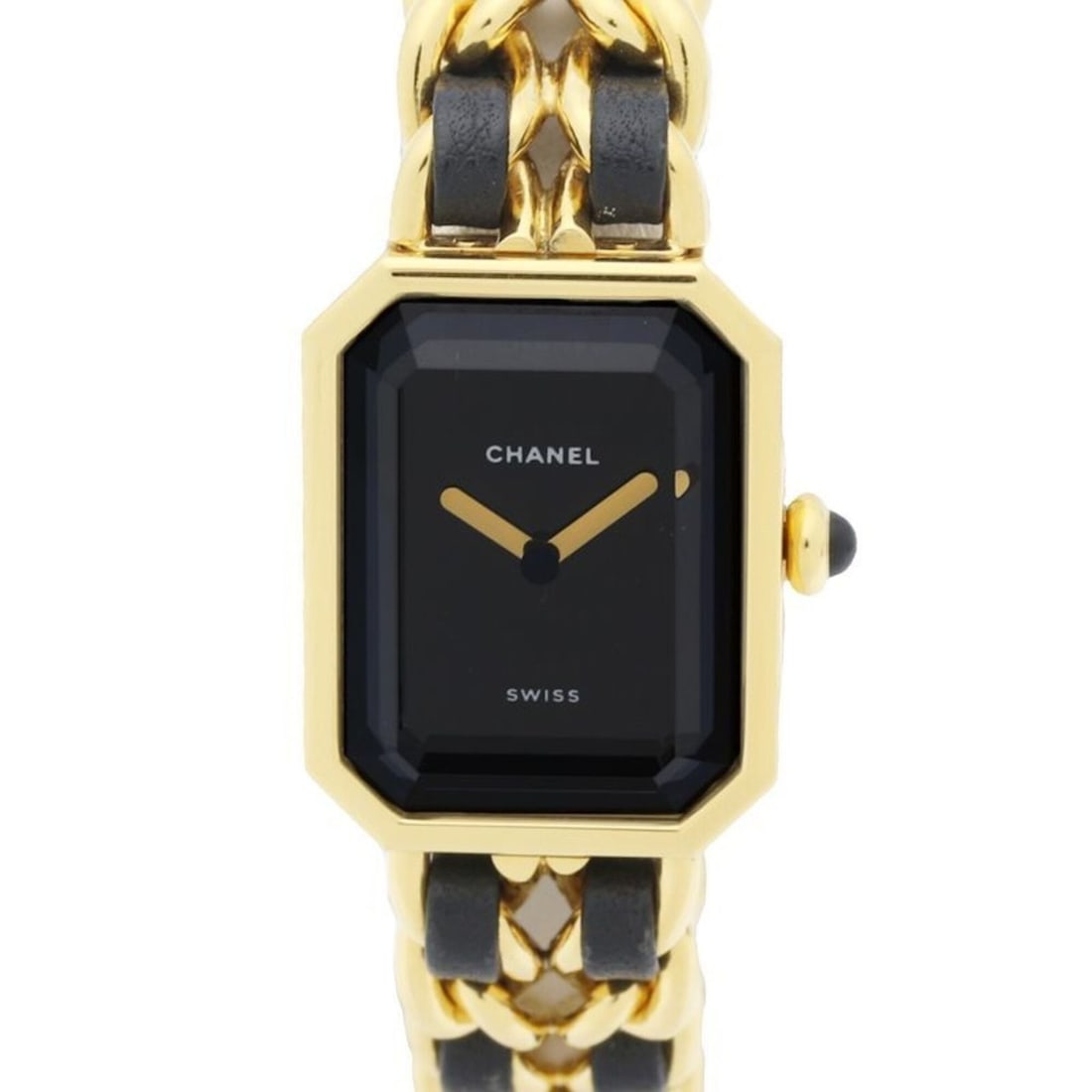 CHANEL Premiere Women's Watch, Size M, H0001 483011002, Gold Plated (GP) x Leather Strap, 130521: --- Catalog ---Category: SizeWrist Size: 15cm / 5.9''Case Diameter: 20mm / 0.79''Category: DesignType: WristwatchGender: WomenColor (Dial): BlackMaterial (Band): Gold plated, LeatherMaterial (Case): G