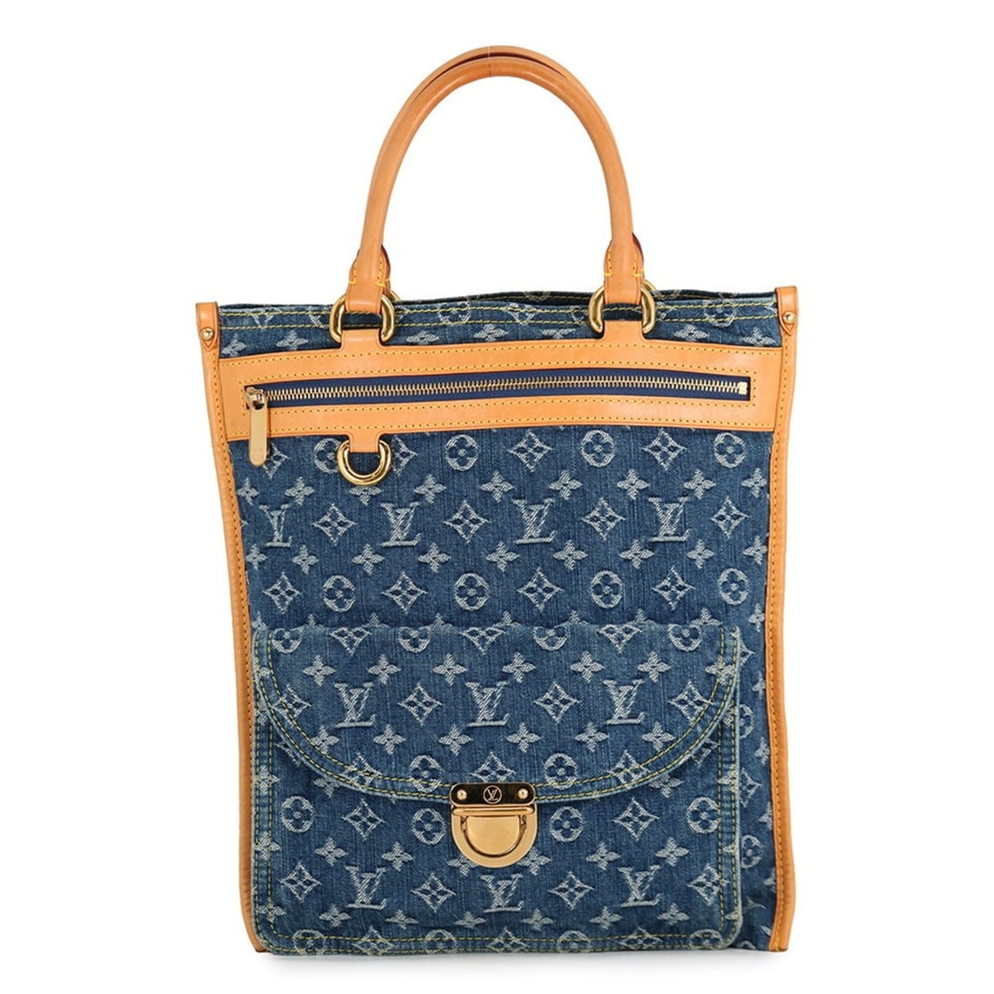 Louis Vuitton Monogram Denim Flat Shopper Tote Bag M95018 LOUIS VUITTON Handbag: --- Catalog ---Category: SizeSize (HxWxD): 37cm x 33cm x 5.00mm / 14.56'' x 12.99'' x 0.19''Category: DesignType: Handbag, Tote bagColor: Blue, MonogramGender: WomenMaterial: Monogram Denim Category: