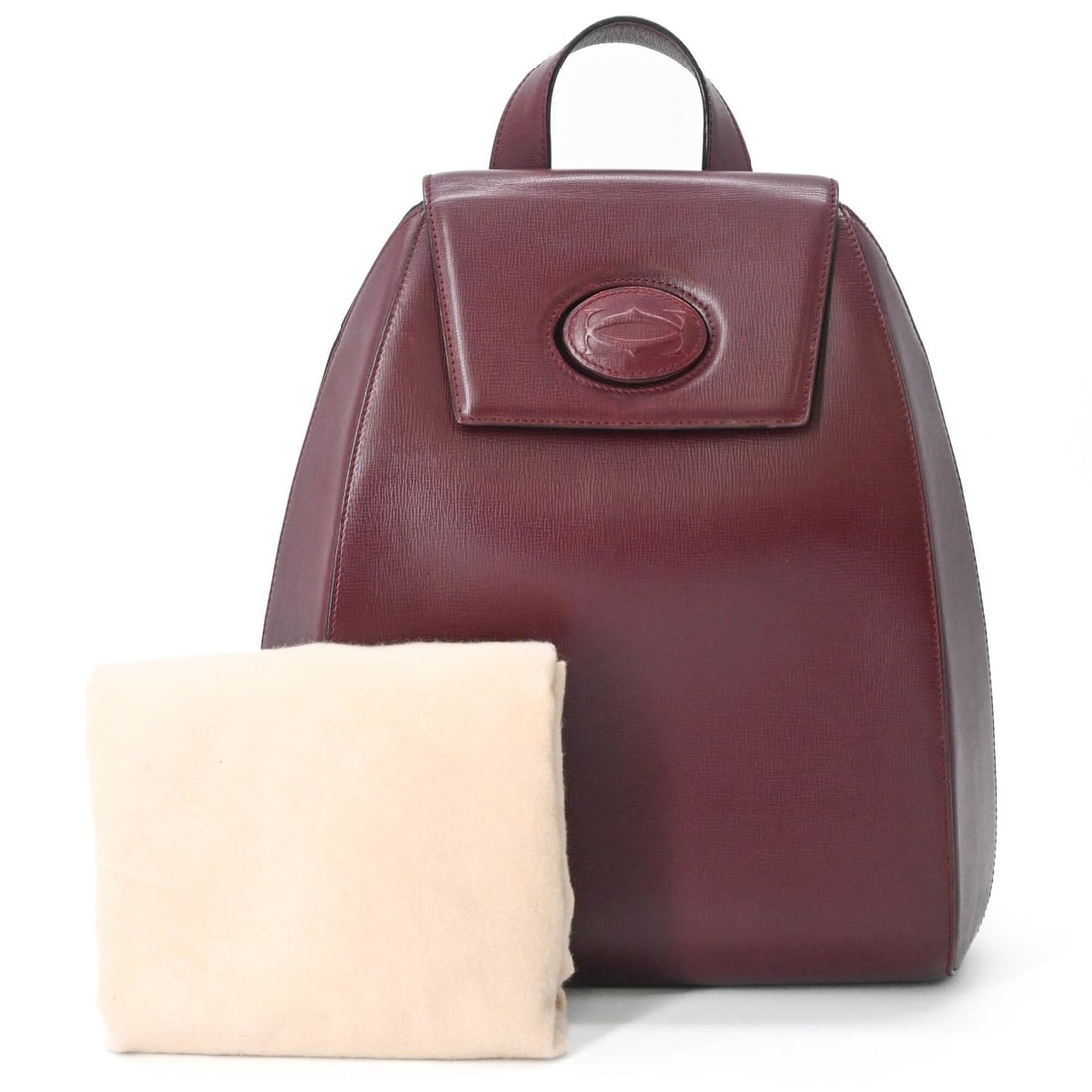 Cartier Must Line Leather Backpack for Women, Bordeaux: --- Catalog ---Category: SizeSize (HxWxD): 30cm x 26.5cm x 12cm / 11.81'' x 10.43'' x 4.72''Category: DesignType: BackpackColor: BordeauxGender: WomenMaterial: Leather Category: GeneralBrand: Cartier-