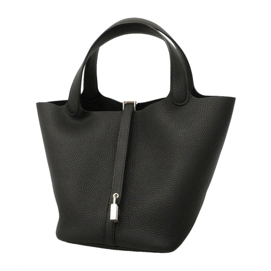 Hermes Picotin Lock MM handbag, Taurillon Clemence leather, black, W stamp, women's.: --- Catalog ---Category: SizeSize (HxWxD): 22cm x 18.5cm x 22cm / 8.66'' x 7.28'' x 8.66''Category: DesignType: HandbagColor: BlackGender: WomenMaterial: Taurillon clemence leather Hardware Color: Sil