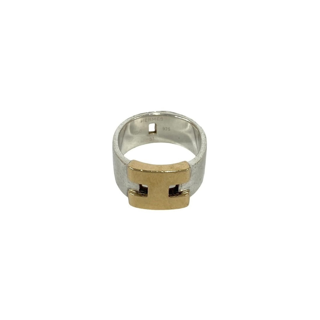 HERMES Hercules Ring, Sterling Silver 925, 18K Yellow Gold, Accessory, 42902: --- Catalog ---Category: SizeJP Size: 9US Size: 5Category: DesignType: Band ringColor: Gold, SilverGender: WomenMaterial: Silver 925, Yellow gold (18K)Category: GeneralBrand: Hermes--- Item List ---Se