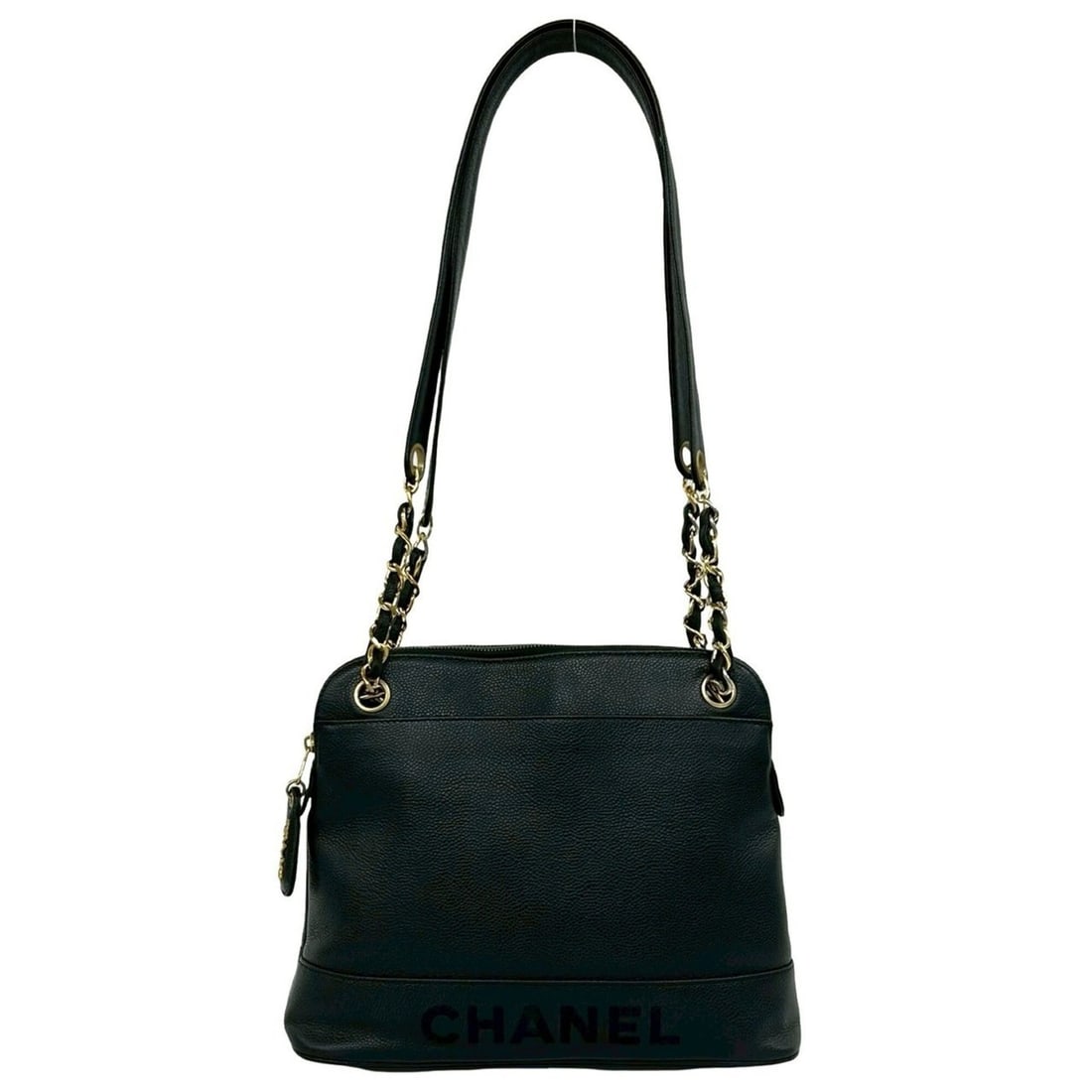 CHANEL Vintage Caviar Skin Shoulder Bag/Tote Bag, Black, 27089: --- Catalog ---Category: SizeSize (HxWxD): 23cm x 28cm x 9cm / 9.05'' x 11.02'' x 3.54''Category: DesignType: Shoulder bag, Tote bagColor: BlackGender: WomenMaterial: Grained Calfskin Category: Genera