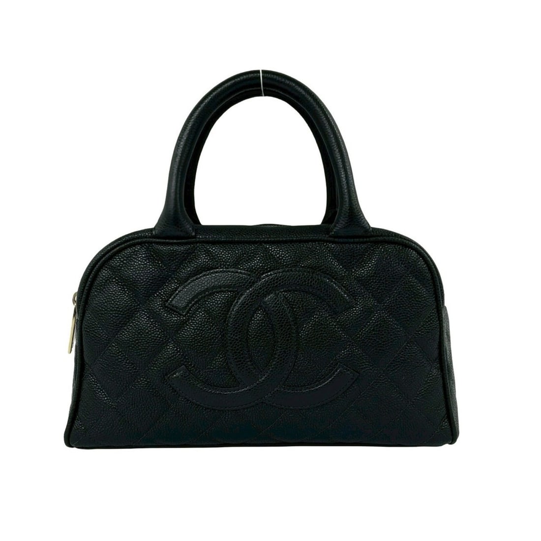 CHANEL Matelassé Coco Mark Caviar Skin Leather Handbag Mini Boston Bag Black 11261: --- Catalog ---Category: SizeSize (HxWxD): 15cm x 26.5cm x 8cm / 5.9'' x 10.43'' x 3.14''Category: DesignType: Boston bag, HandbagColor: BlackGender: WomenMaterial: Grained Calfskin Category: GeneralB