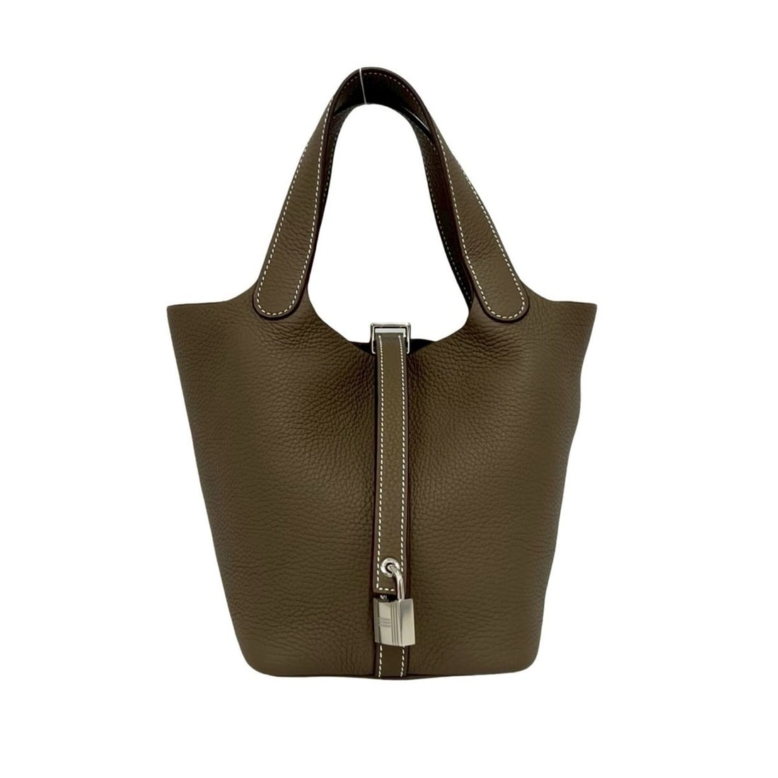 HERMES Picotin Lock PM Taurillon Clemence Leather Handbag, Etoupe, 43996: --- Catalog ---Category: SizeSize (HxWxD): 18cm x 13cm x 18.5cm / 7.08'' x 5.11'' x 7.28''Category: DesignType: HandbagColor: BeigeGender: WomenMaterial: Taurillon clemence leather Outer Pocket: Lock 