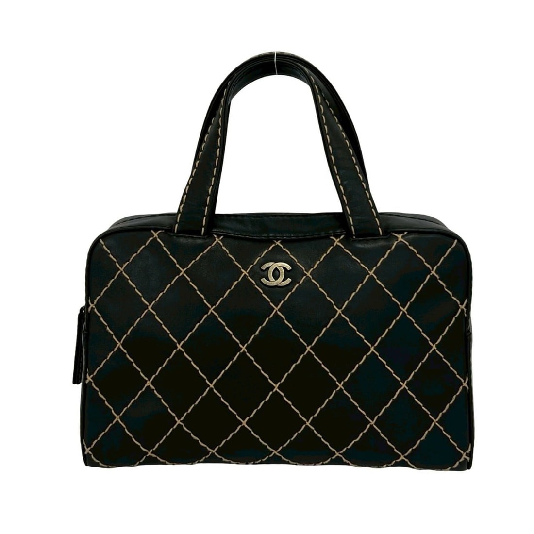CHANEL Wild Stitch Coco Mark Leather Handbag Boston Bag Black 33469: --- Catalog ---Category: SizeSize (HxWxD): 23cm x 32cm x 14cm / 9.05'' x 12.59'' x 5.51''Category: DesignType: Boston bag, HandbagColor: BlackGender: WomenMaterial: Leather Category: GeneralBrand: Cha