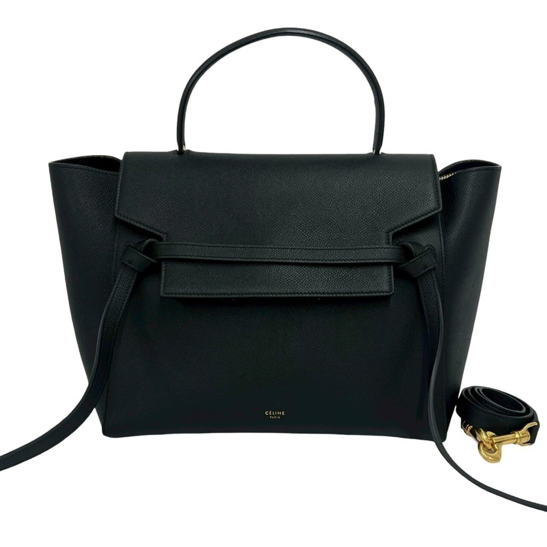 CELINE Belt Bag Mini Leather Genuine 2-way Semi One-Shoulder Handbag Black 88016 (1 of 14)