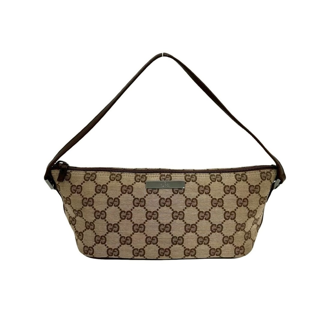 GUCCI Mini Handbag/Pouch with GG Logo Hardware, Canvas and Leather, Brown/Beige, Item No. 03572: --- Catalog ---Category: SizeSize (HxWxD): 11cm x 21cm x 9.5cm / 4.33'' x 8.26'' x 3.74''Category: DesignType: Handbag, PouchColor: BrownGender: WomenMaterial: Canvas , Leather Category: GeneralBrand:
