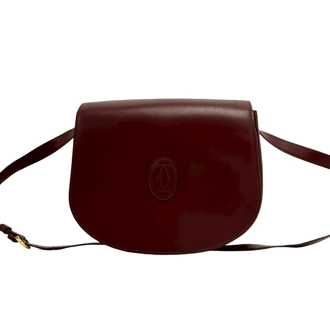 CARTIER Vintage Must Line Logo Leather Shoulder Bag/Pochette, Wine Red, 18575: --- Catalog ---Category: SizeSize (HxWxD): 21.5cm x 25cm x 8.5cm / 8.46'' x 9.84'' x 3.34''Category: DesignType: Pochette, Shoulder bagColor: Wine redGender: WomenMaterial: Leather Category: GeneralBr