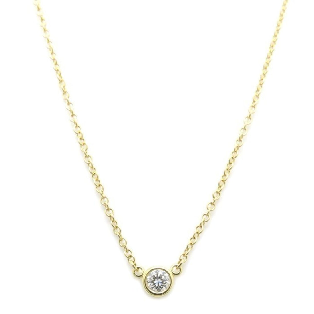 TIFFANY&Co. Tiffany & Co. By the Yard Necklace, 1P Diamond, Elsa Peretti Design, 18K Yellow Gold,: --- Catalog ---Category: SizePendant Size: 4mm / 0.15''Neck Circumference: 40.5 cm / 15.94''Category: DesignColor: Yellow goldGender: WomenMaterial: Yellow gold (18K)Necklace Type: NecklaceCategory: G