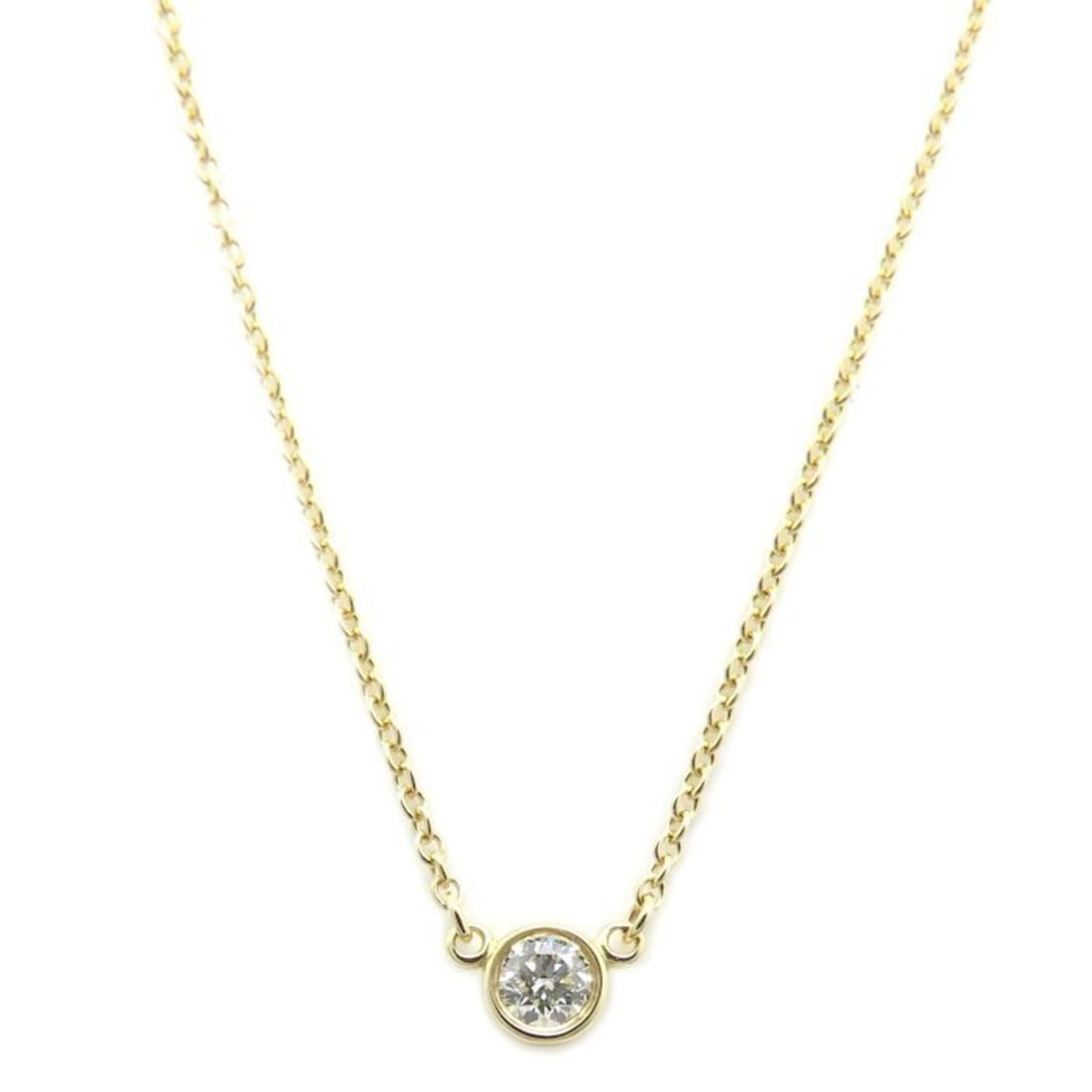 TIFFANY&Co. Tiffany By the Yard Necklace, Single Diamond, 18K Yellow Gold, Women's, 295687: --- Catalog ---Category: SizePendant Size: 3.9mm / 0.15''Neck Circumference: 40.5 cm / 15.94''Category: DesignColor: Yellow goldGender: WomenMaterial: Yellow gold (18K)Necklace Type: NecklaceCategory:
