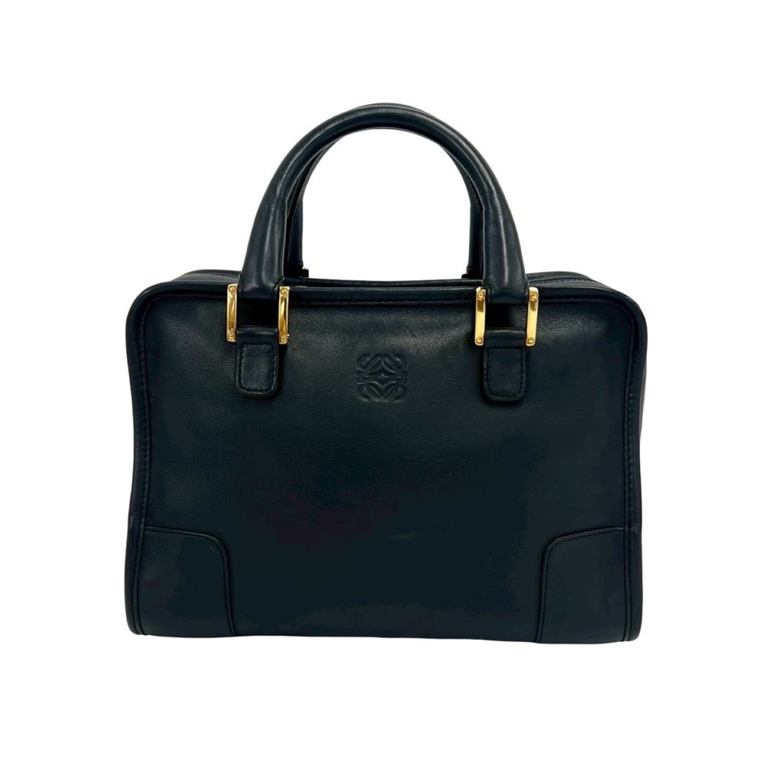 LOEWE Vintage Amazona 28 Anagram Logo Leather Handbag Mini Boston Bag Black 975-1: --- Catalog ---Category: SizeSize (HxWxD): 19cm x 27cm x 12cm / 7.48'' x 10.62'' x 4.72''Category: DesignType: Boston bag, HandbagColor: BlackGender: WomenMaterial: Leather Category: GeneralBrand: Loe