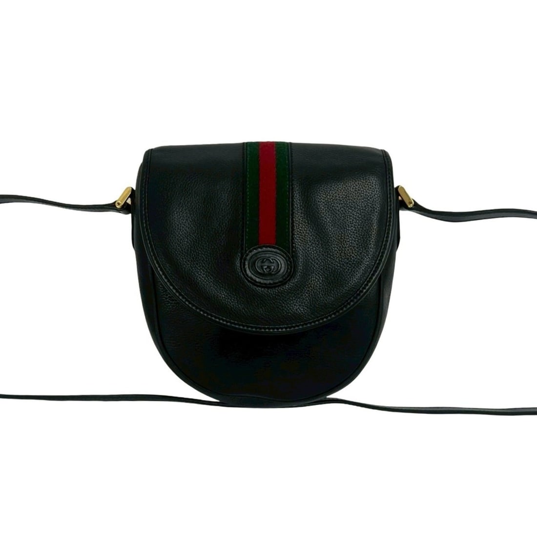 GUCCI Vintage Sherry Line GG Logo Leather Shoulder Bag/Pouch, Black, 835-3: --- Catalog ---Category: SizeSize (HxWxD): 19cm x 15cm x 6cm / 7.48'' x 5.9'' x 2.36''Category: DesignType: Pochette, Shoulder bagColor: Black, Green, Red colorGender: WomenMaterial: Leather Category: