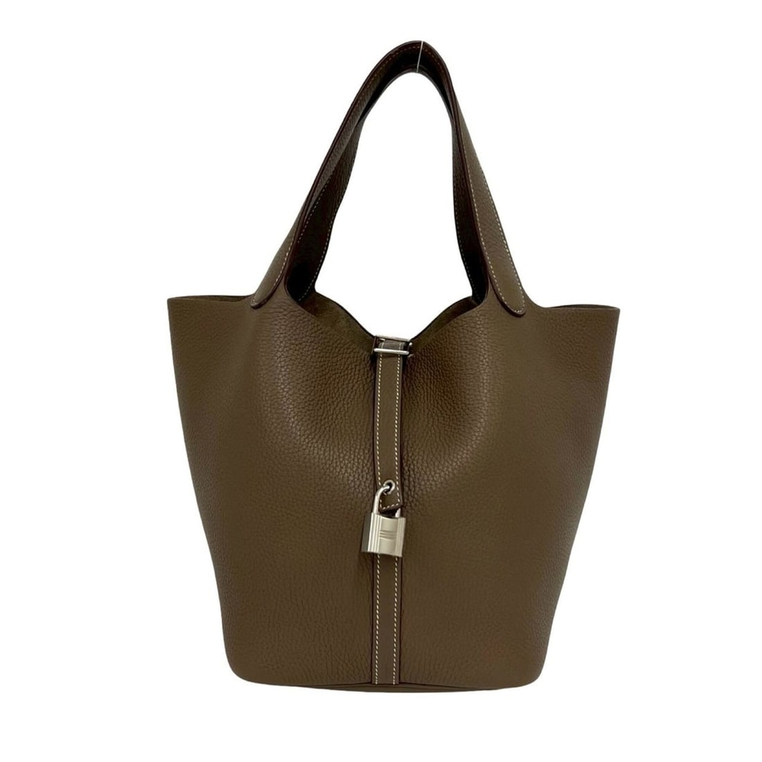 HERMES Picotin Lock MM Taurillon Clemence Leather Handbag Mini Tote Bag Etoupe 05784: --- Catalog ---Category: SizeSize (HxWxD): 22cm x 17cm x 21.5cm / 8.66'' x 6.69'' x 8.46''Category: DesignType: Handbag, Tote bagColor: BeigeGender: WomenMaterial: Taurillon clemence leather Category: