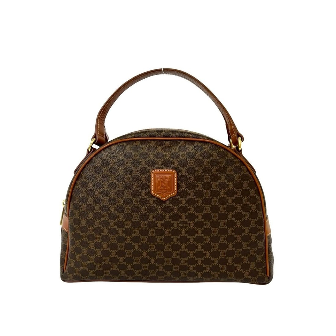 CELINE Vintage Macadam Blazon Triomphe Logo Leather Handbag Mini Tote Bag Brown 23324: --- Catalog ---Category: SizeSize (HxWxD): 20cm x 29cm x 10cm / 7.87'' x 11.41'' x 3.93''Category: DesignType: Handbag, Tote bagColor: BrownGender: WomenMaterial: Leather , PVC Category: GeneralBrand: