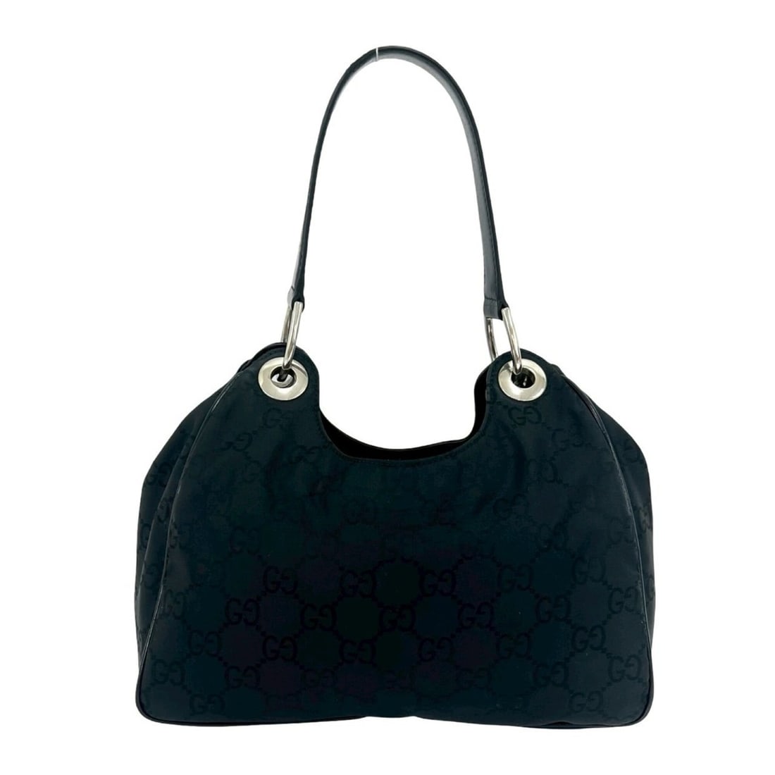 GUCCI GG pattern nylon leather one-shoulder bag/semi-shoulder bag/handbag, black, 95347: --- Catalog ---Category: SizeSize (HxWxD): 24cm x 30cm x 10cm / 9.44'' x 11.81'' x 3.93''Category: DesignType: Handbag, Shoulder bagColor: BlackGender: WomenMaterial: Nylon , Leather Category: General
