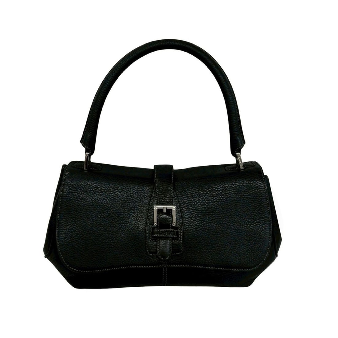 LOEWE Senda Logo Engraved Leather Handbag, Semi-One Shoulder Bag, Mini Tote Black 81166 (1 of 10)