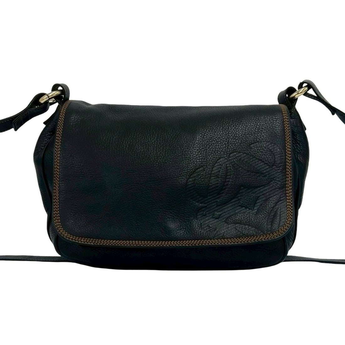 LOEWE Vintage Anagram Logo Leather Shoulder Bag/Pouch/Sacoche, Brown, 36985: --- Catalog ---Category: SizeSize (HxWxD): 21.5cm x 25.5cm x 14.5cm / 8.46'' x 10.03'' x 5.7''Category: DesignType: Pochette, Shoulder bagColor: BrownGender: WomenMaterial: Leather Category: GeneralBr