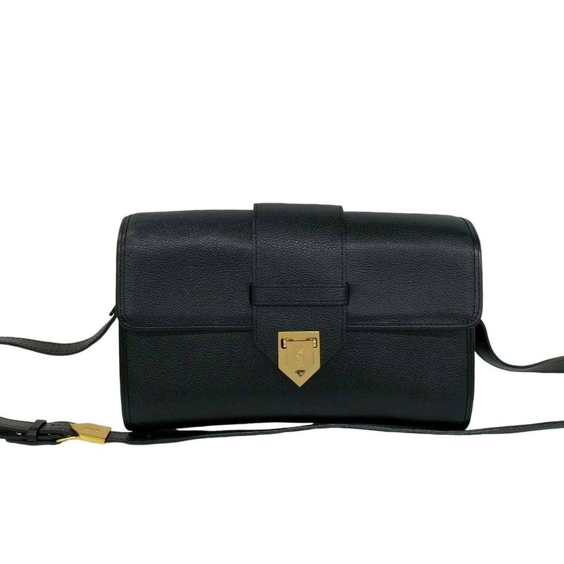 YVES SAINT LAURENT YSL Logo Hardware Leather Shoulder Bag Pouch Black 28674: --- Catalog ---Category: SizeSize (HxWxD): 16.5cm x 27cm x 6cm / 6.49'' x 10.62'' x 2.36''Category: DesignType: Pochette, Shoulder bagColor: BlackGender: WomenMaterial: Leather Category: GeneralBrand: