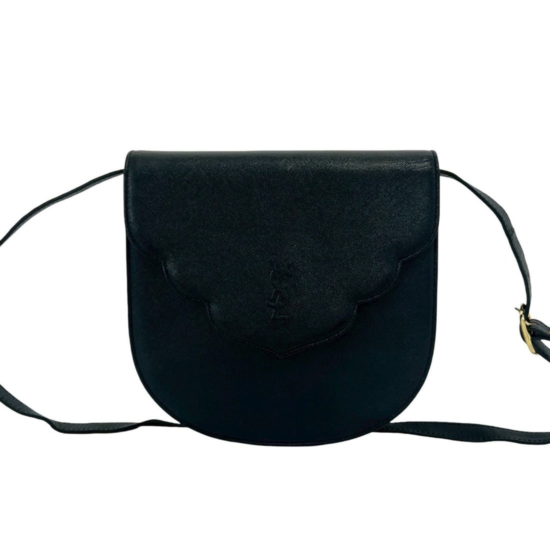 YVES SAINT LAURENT Vintage YSL Logo Scalloped Leather Mini Shoulder Bag, Black 47212: --- Catalog ---Category: SizeSize (HxWxD): 20cm x 20cm x 3.5cm / 7.87'' x 7.87'' x 1.37''Category: DesignType: Shoulder bagColor: BlackGender: WomenSeason: VintageMaterial: Leather Category: GeneralBr