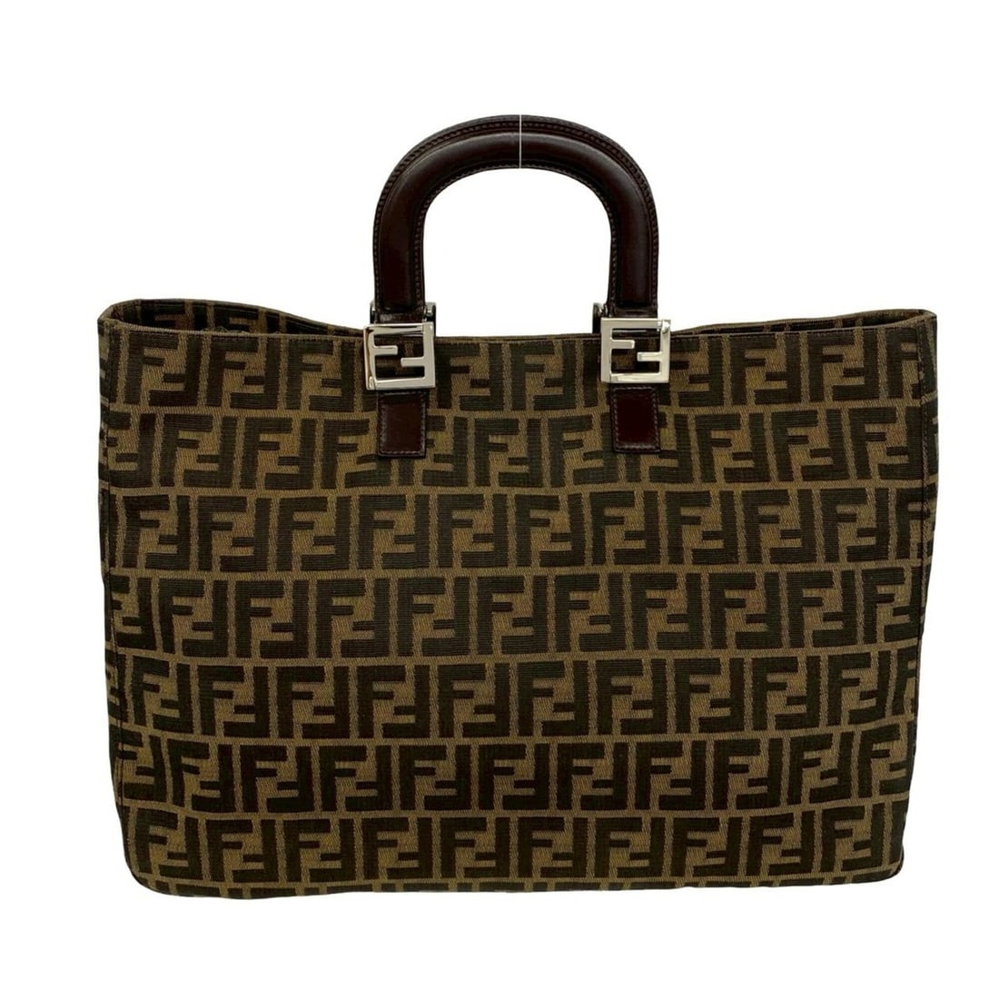 FENDI Zucca FF pattern canvas and leather handbag/tote bag/business bag, A4 size compatible, brown,: --- Catalog ---Category: SizeSize (HxWxD): 31.5cm x 42cm x 15cm / 12.4'' x 16.53'' x 5.9''Category: DesignType: Handbag, Tote bagColor: Black, BrownGender: WomenMaterial: Canvas , Leather Category: Ge