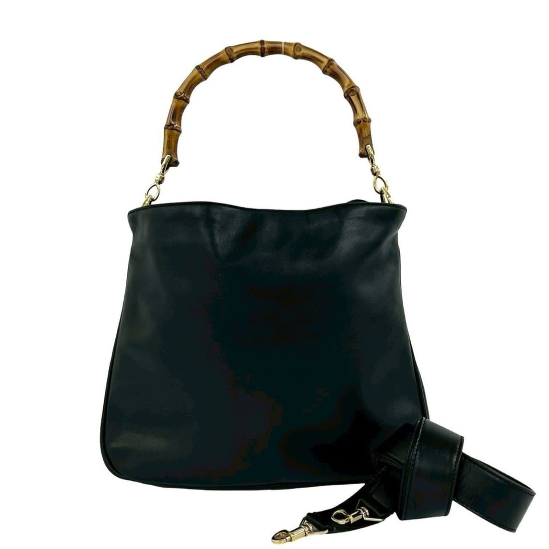 GUCCI Vintage Bamboo Leather 2-Way Handbag Tote Bag Shoulder Black 04231: --- Catalog ---Category: SizeSize (HxWxD): 25cm x 29cm x 9cm / 9.84'' x 11.41'' x 3.54''Category: DesignType: Handbag, Shoulder bag, Tote bagColor: BlackGender: WomenMaterial: Leather Category: Genera