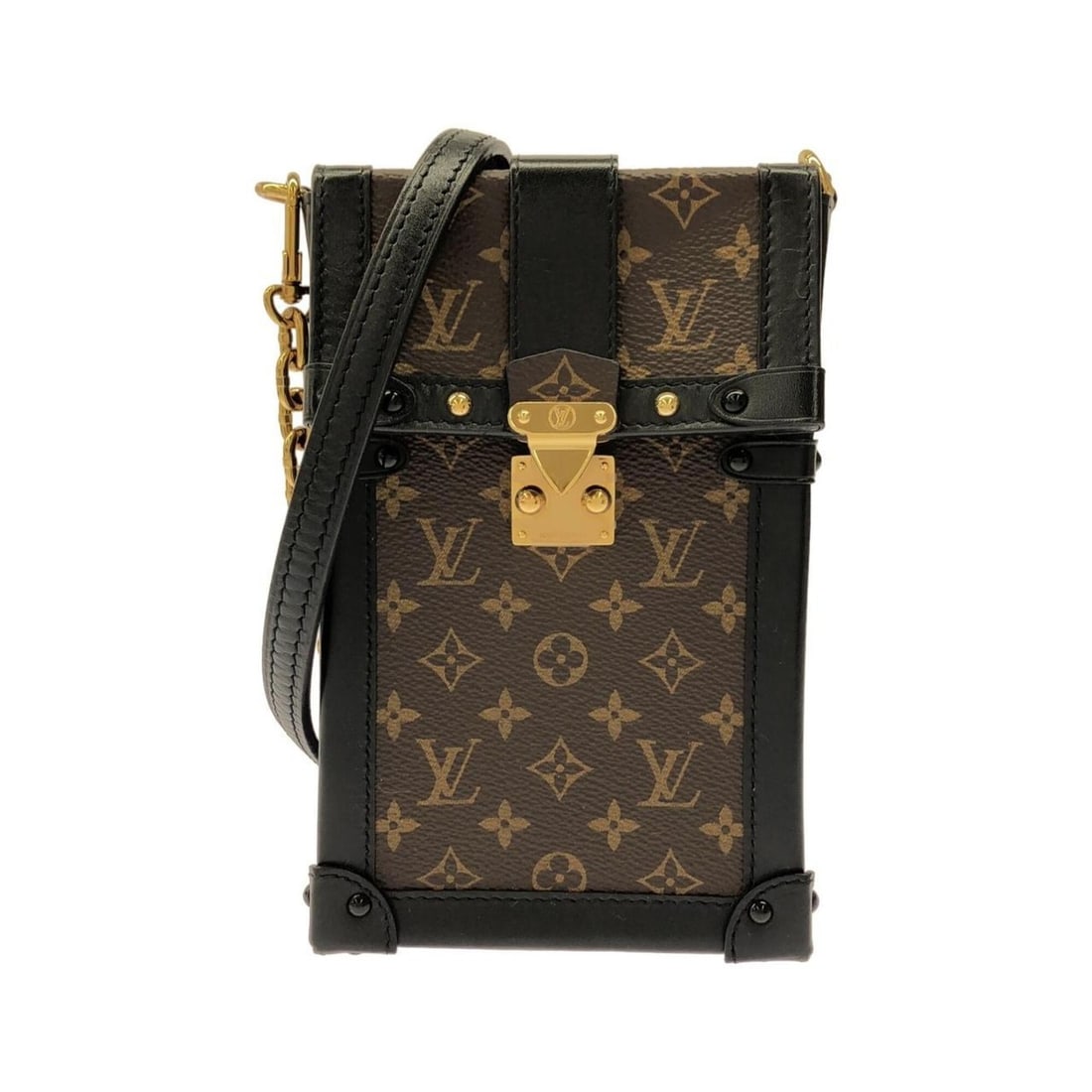 Louis Vuitton Monogram Pochette Trunk Vertical M63913 Shoulder Bag: --- Catalog ---Category: SizeSize (HxWxD): 18cm x 11.5cm x 4cm / 7.08'' x 4.52'' x 1.57''Category: DesignType: Pochette, Shoulder bagColor: MarronGender: WomenMaterial: Coated canvas Hardware Color: G
