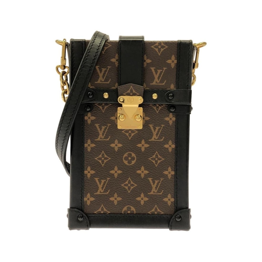 Louis Vuitton Monogram Pochette Trunk Vertical M63913 Shoulder Bag: --- Catalog ---Category: SizeSize (HxWxD): 18cm x 11.5cm x 4cm / 7.08'' x 4.52'' x 1.57''Category: DesignType: Pochette, Shoulder bagColor: MarronGender: WomenMaterial: Coated canvas Hardware Color: G