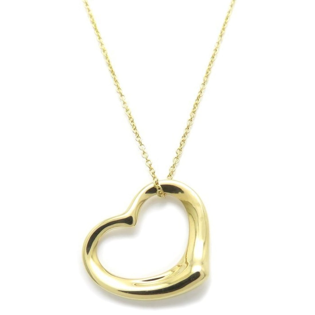 TIFFANY&Co. Tiffany Open Heart Necklace, Elsa Peretti, 18K Yellow Gold, Women's, 295719: --- Catalog ---Category: SizePendant Size: 18.3mm x 21.7mm / 0.72'' x 0.85''Neck Circumference: 40.5 cm / 15.94''Category: DesignGender: WomenMaterial: Yellow gold (18K)Necklace Type: NecklaceCategory