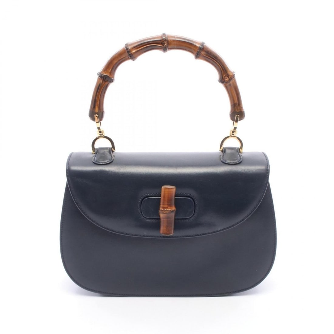 Gucci Bamboo Handbag, Leather, Women's, Navy Blue, 000460633: --- Catalog ---Category: SizeSize (HxWxD): 18cm x 25.5cm x 8.5cm / 7.08'' x 10.03'' x 3.34''Category: DesignType: HandbagColor: NavyGender: WomenMaterial: Leather Category: GeneralMPN: 000460633Brand: