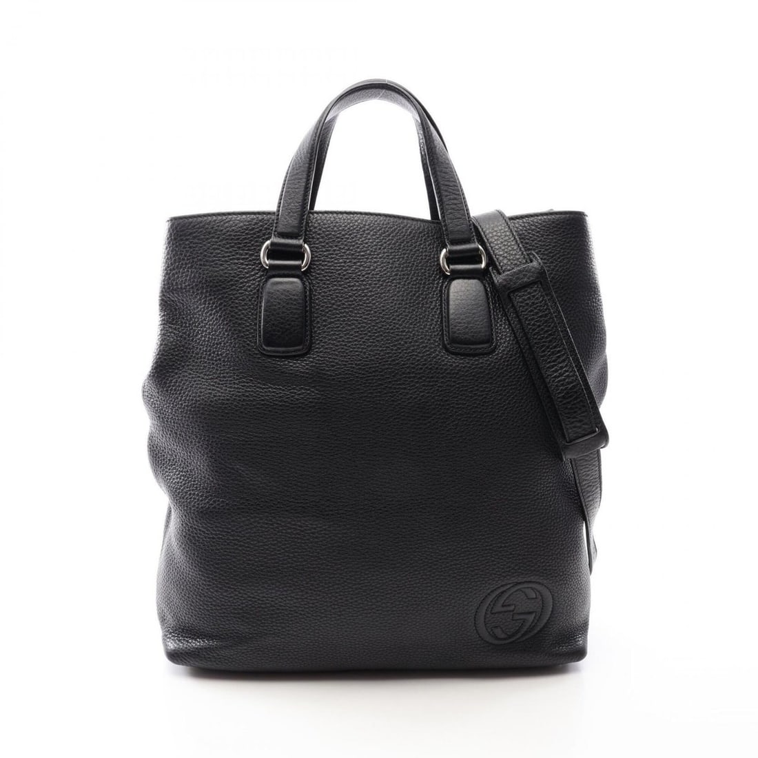 Gucci Soho Interlocking G 2-Way Tote Bag/Handbag, Leather, Women's, Black, 368602 (1 of 9)