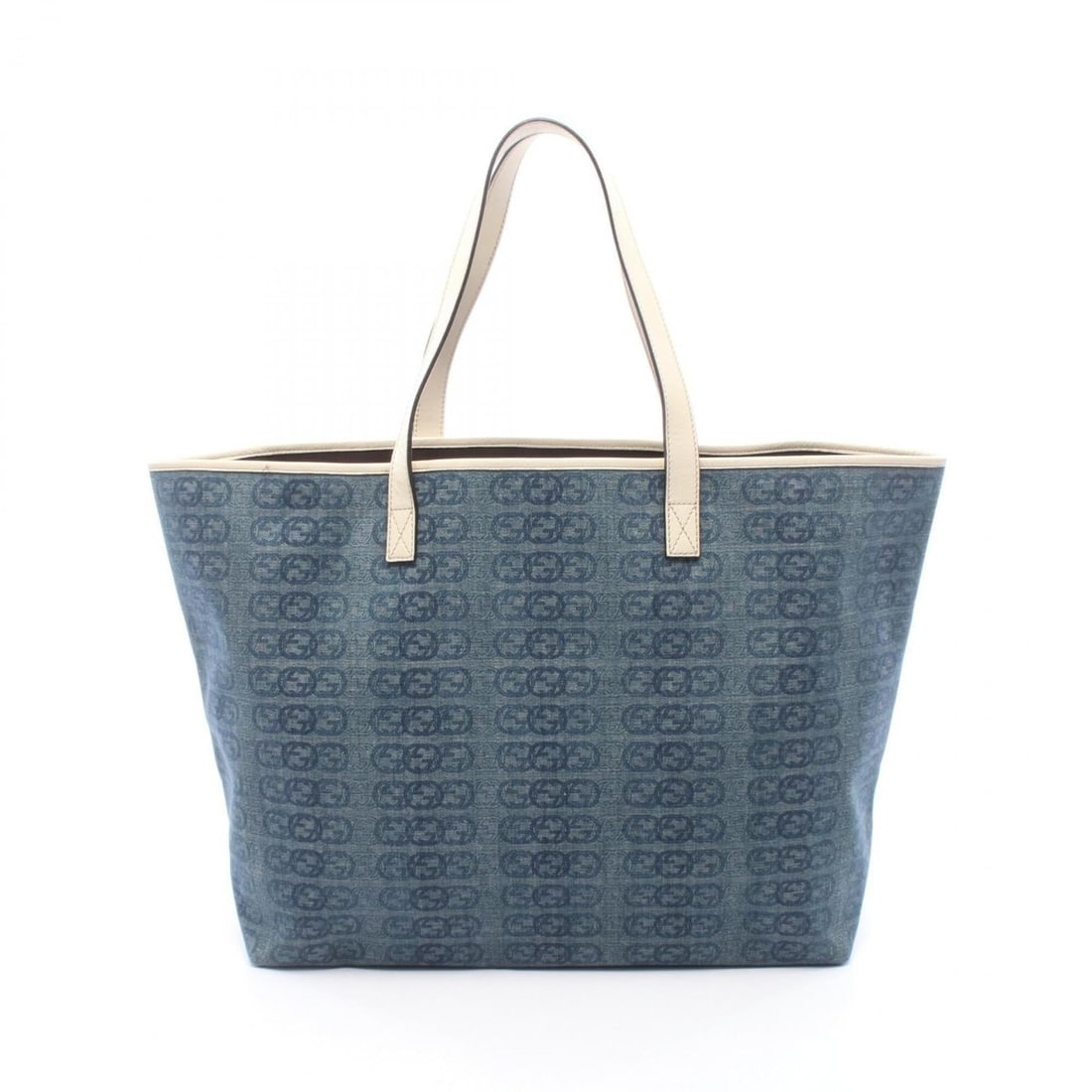 Gucci Interlocking G Tote Bag Handbag Denim Leather Women's Navy/White 257245: --- Catalog ---Category: SizeSize (HxWxD): 32.5cm x 36.5cm x 13cm / 12.79'' x 14.37'' x 5.11''Category: DesignType: Handbag, Tote bagColor: Navy, WhiteGender: WomenMaterial: Denim , Leather Category: 