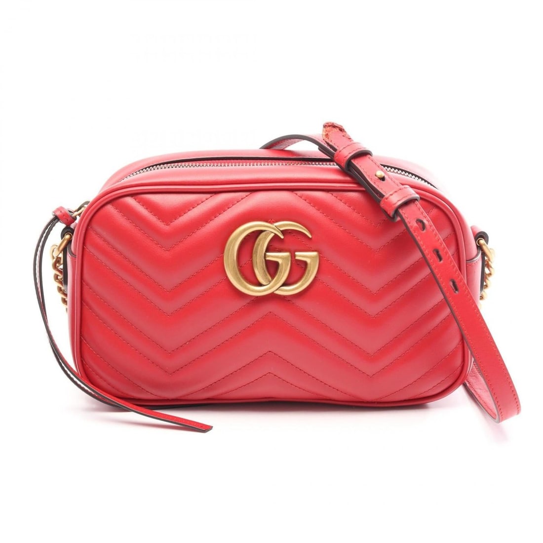 Gucci GG Marmont Shoulder Bag/Handbag, Leather, Women's, Red, 447632: --- Catalog ---Category: SizeSize (HxWxD): 14cm x 24cm x 7cm / 5.51'' x 9.44'' x 2.75''Category: DesignType: Shoulder bagColor: Red colorGender: WomenMaterial: Leather Category: GeneralMPN: 447632Bran