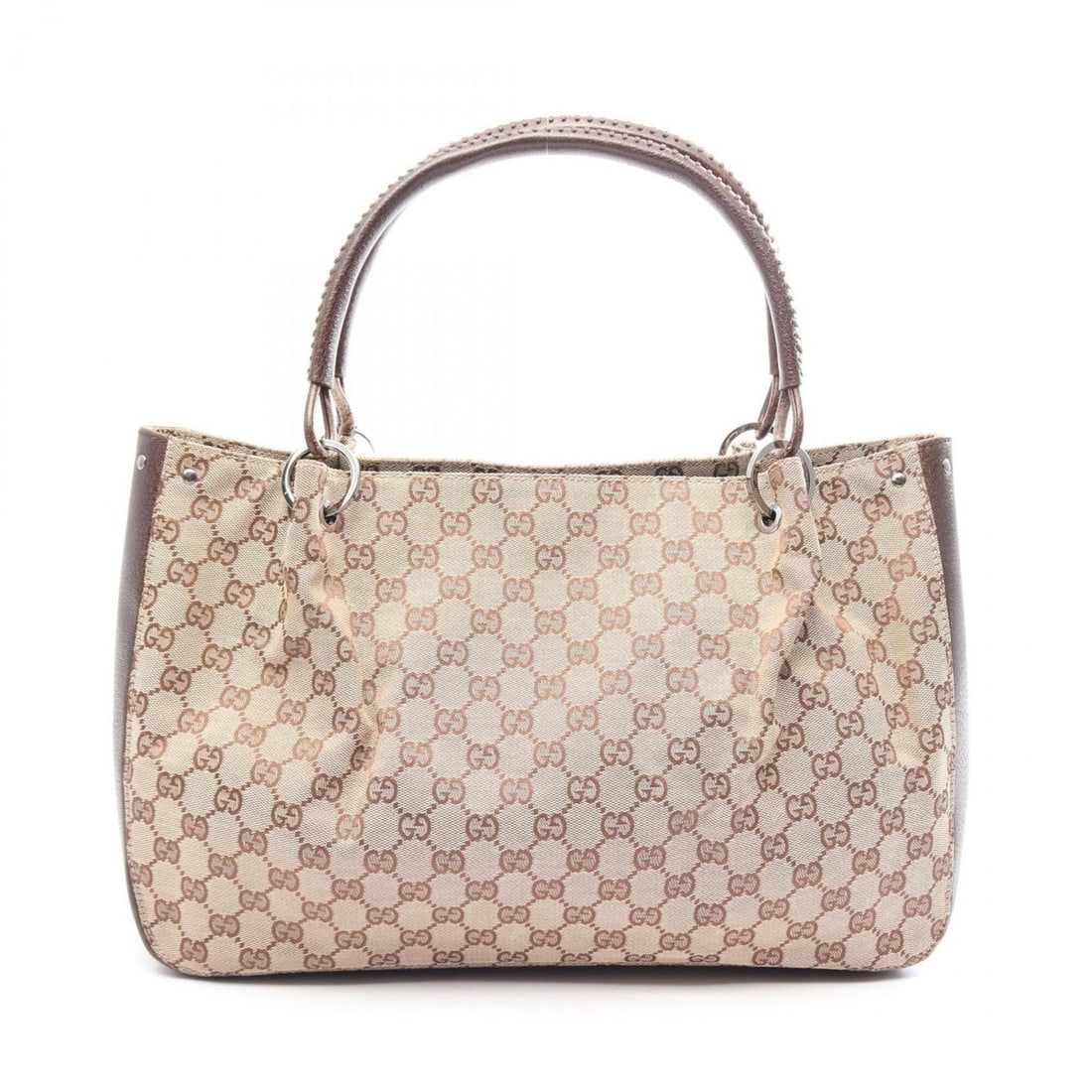 Gucci GG Canvas Tote Bag Handbag, and Leather, Women's, Beige/Brown, 115015: --- Catalog ---Category: SizeSize (HxWxD): 26cm x 38cm x 11cm / 10.23'' x 14.96'' x 4.33''Category: DesignType: Handbag, Tote bagColor: Beige, BrownGender: WomenMaterial: GG canvas , Leather Category: