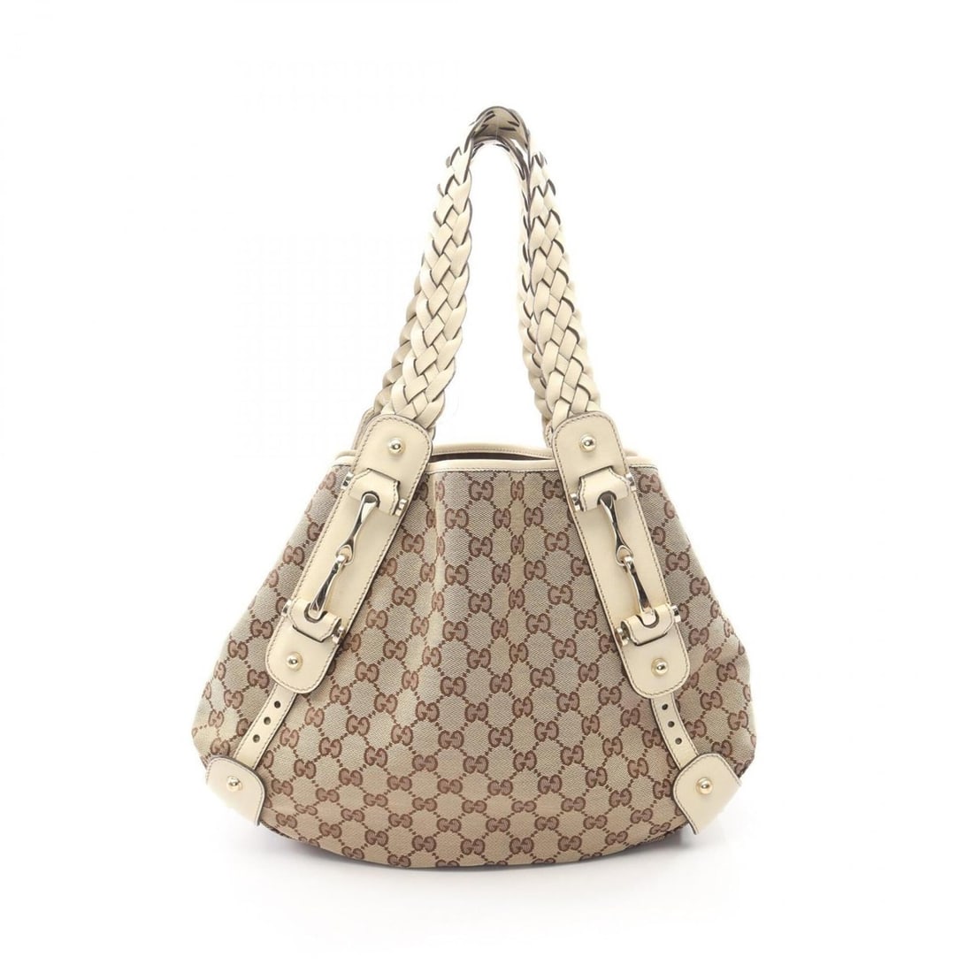 Gucci GG Canvas Shoulder Bag/Handbag, and Leather, Women's, Beige/Ivory, Item No. 162900: --- Catalog ---Category: SizeSize (HxWxD): 28cm x 36cm x 11cm / 11.02'' x 14.17'' x 4.33''Category: DesignType: Handbag, Shoulder bagColor: Beige, IvoryGender: WomenMaterial: GG canvas , Leather Categ