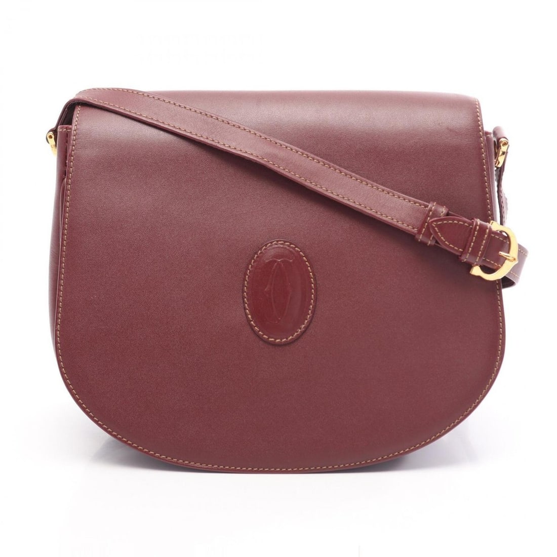 Cartier Must Line Shoulder Bag/Handbag, Leather, Women's, Bordeaux (Burgundy): --- Catalog ---Category: SizeSize (HxWxD): 21cm x 24cm / 8.26'' x 9.44''Category: DesignType: Shoulder bagColor: BordeauxGender: WomenMaterial: Leather Category: GeneralBrand: Cartier--- Item List ---
