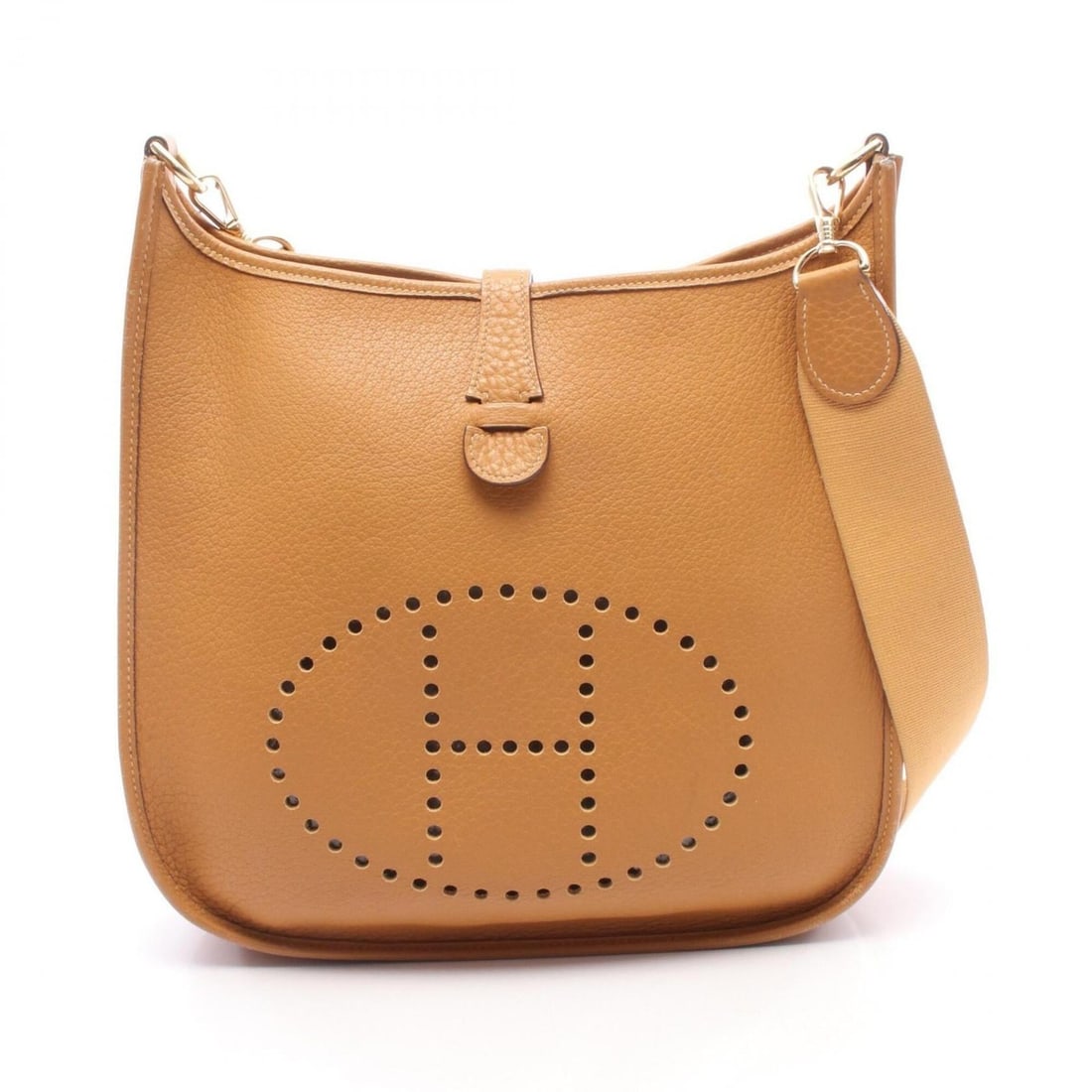 Hermes Evelyne 2 de GM Shoulder Bag Handbag Leather Fjord Brown Women's: --- Catalog ---Category: SizeSize (HxWxD): 31cm x 31cm x 7cm / 12.2'' x 12.2'' x 2.75''Category: DesignType: Shoulder bagColor: Brown, NaturalGender: WomenMaterial: Fjord leather Category: GeneralBran