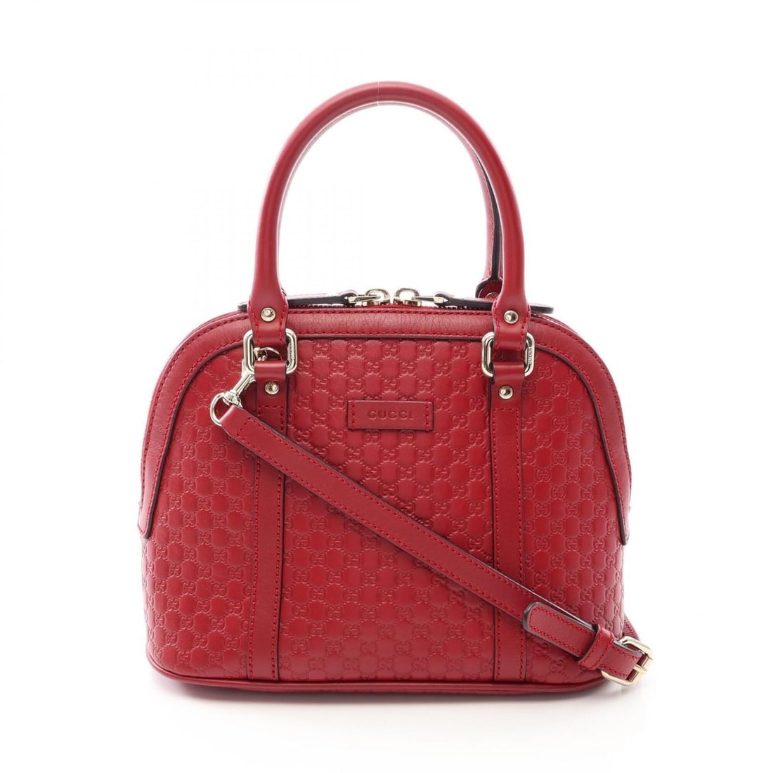 Gucci Microguccissima 2-Way Handbag, Leather, Women's, Red, 449654 (1 of 13)