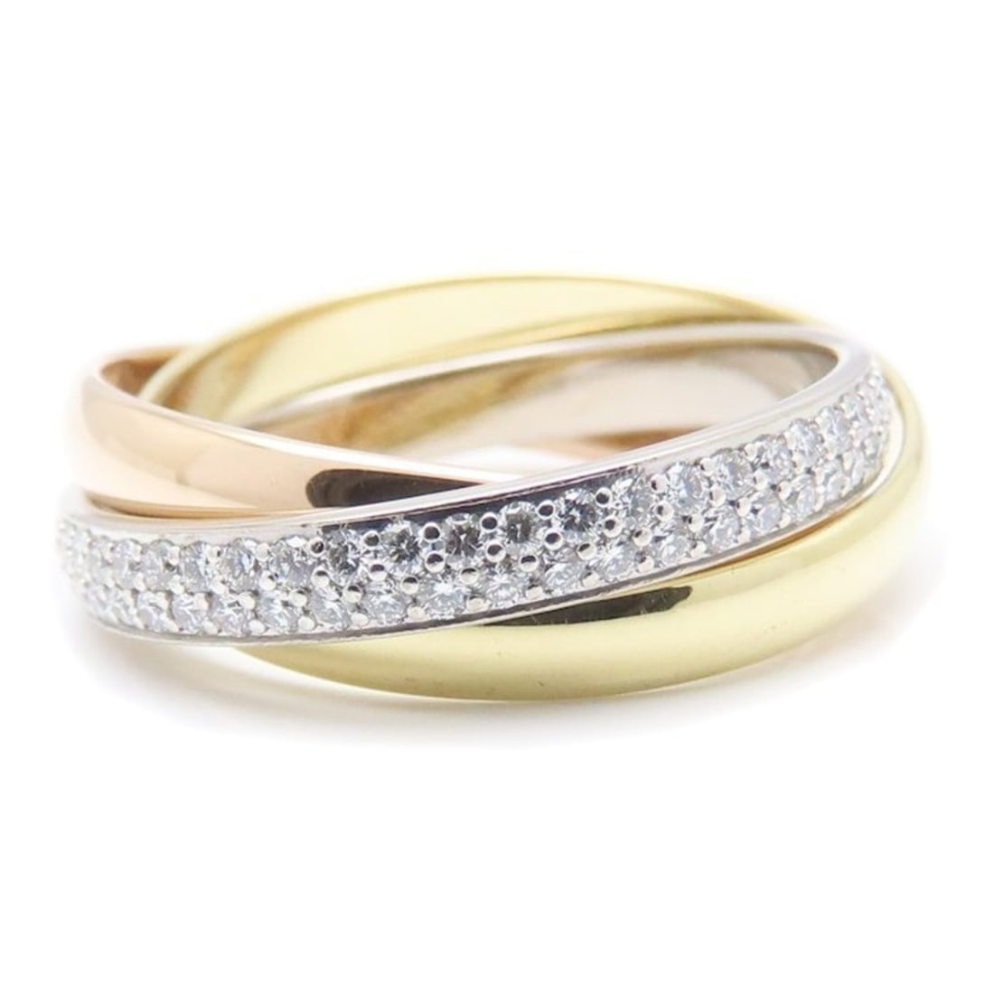 CARTIER Trinity SM Ring, Diamond Semi-Pavé Setting, Size 53, 18K Gold, Women's, B4086000 295699 (1 of 10)