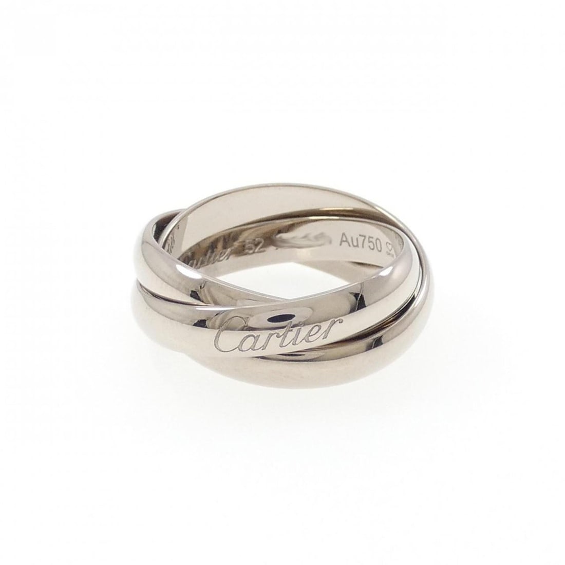 Cartier Trinity Ring: --- Catalog ---Category: SizeUS Size: 6.5Brand Size: 52Category: DesignType: Band ringGender: WomenMaterial: White gold (18K)Category: GeneralBrand: Cartier--- Item List ---Section: ConditionRanking:
