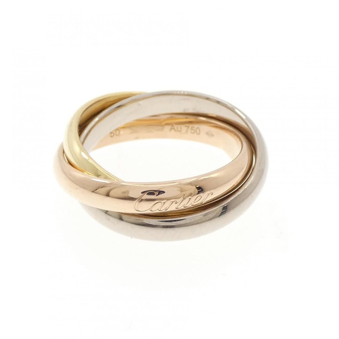 Cartier Trinity Ring: --- Catalog ---Category: SizeUS Size: 5.5Brand Size: 50Category: DesignType: Band ringGender: WomenMaterial: Pink gold (18K), White gold (18K), Yellow gold (18K)Category: GeneralMPN: B4234200Brand: Ca