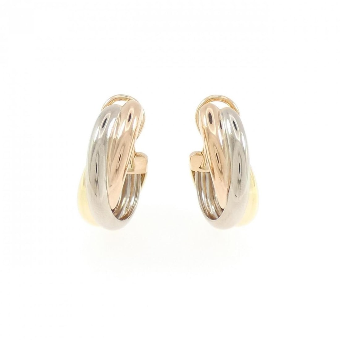Cartier Trinity Earrings: --- Catalog ---Category: SizeSize (HxWxD): 22.90mm x 7.90mm / 0.90'' x 0.31''Category: DesignType: Stud earringsGender: WomenMaterial: Pink gold (18K), White gold (18K), Yellow gold (18K)Category: Gen