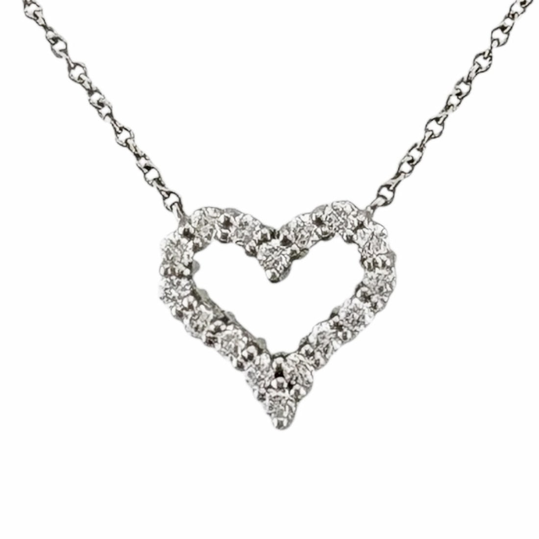 Tiffany & Co. Sentimental Heart Necklace, Pt950 Platinum Diamond Necklace for Women.: --- Catalog ---Category: SizeWidth: 1mm / 0.04''Weight: 3.4g / 0.11oz.Pendant Size: 11mm x 11.5mm / 0.43'' x 0.45''Neck Circumference: 41 cm / 16.14''Category: DesignColor: SilverStone: DiamondGender: