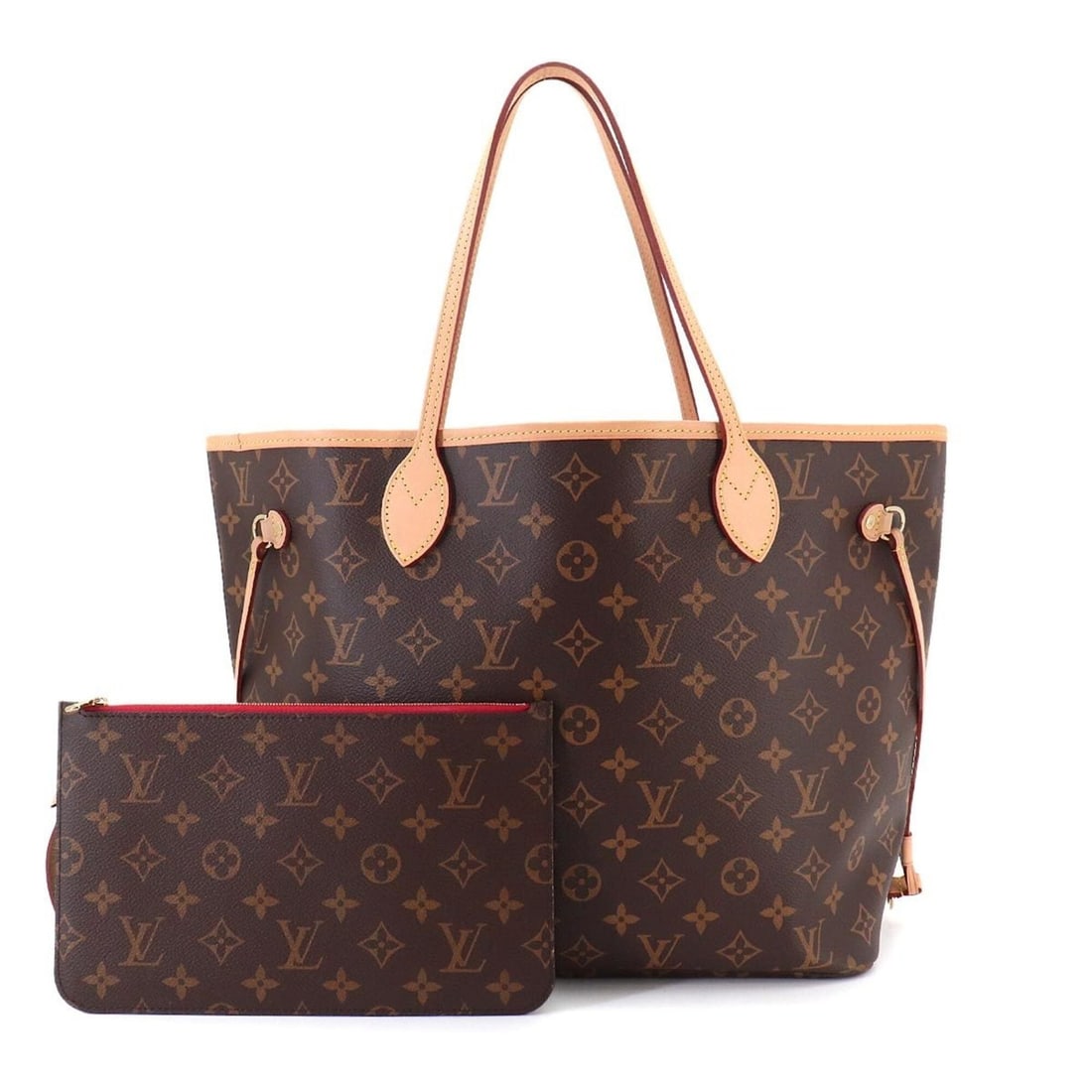 Louis Vuitton Neverfull MM Monogram Tote Handbag, Brown Cerise M46987 RFID: --- Catalog ---Category: SizeSize (HxWxD): 15.5cm x 25cm x 16cm / 6.1'' x 9.84'' x 6.29''Category: DesignType: Handbag, Tote bagColor: Brown, Cerise, MonogramGender: Women,MenMaterial: Monogram , Canv